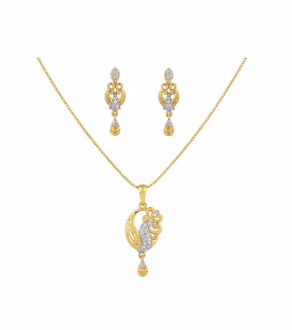 Gold_Aura_Peacock_Filigree_Pendant_Earring_Set_For_Women